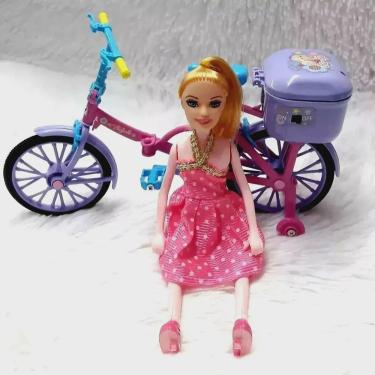 Boneca Articulada Tipo Barbie Musical Com Bicicleta E Acessórios