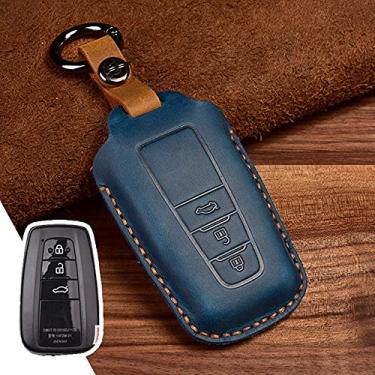 Imagem de CSHU Couro Car Key Case Cover Chaveiro Ring Key Bag, apto para Toyota Camry CHR Prius Corolla RAV4 Prado 2017 2018,3