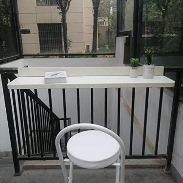 Imagem de KRASS Mesa de bar de varanda para trilhos, suspensão de mesa de varanda, meia mesa suspensa de varanda, trilhos de mesa de deck dobrável, mesa de trilhos ao ar livre altura do balcão da varanda, branco, 120 * 28 cm, colecionador88
