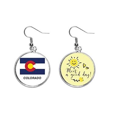 Imagem de Brinco de flor de sol com bandeira do estado americano Colorado, Medium, Metal