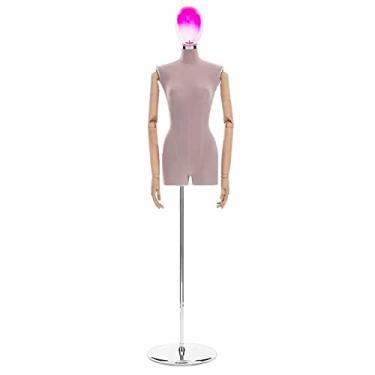 Imagem de Female Mannequin Torso Torso de manequim de busto feminino em forma de vestido, manequins de meio corpo de altura ajustável, adereços de modelo de loja de noivas para exibição realista de roupas (Col