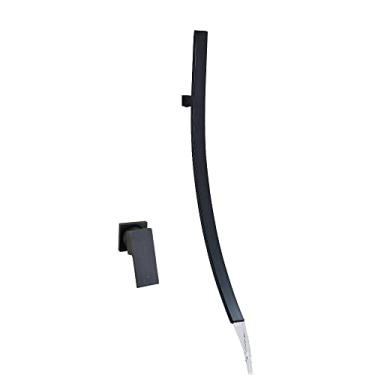 Imagem de Torneira para lavatório com bica de 70 cm montada na parede Torneira monocomando cromada para banheiro Torneira para lavatório embutido Torneira, parede preta, tamanho único