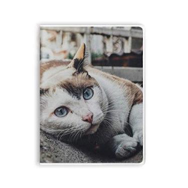Imagem de Caderno com foto de gato colorido de animal, capa de goma para diário de capa macia