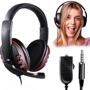 Imagem de Fone De Ouvido Headset Gamer Preto Tipo Concha Com Microfone Integrado Entrada Plug P3 Compativel com PC Computador Gamer Notebook Consoles Video Game VideoGame Celular Fone Para jogos online mobile