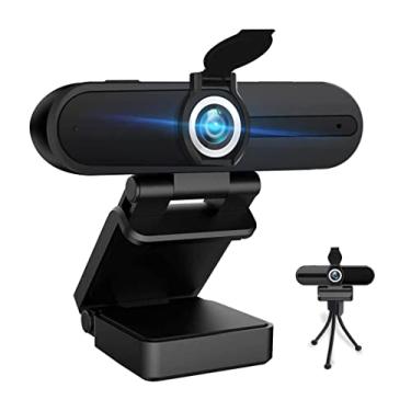 Imagem de HZQDLN Webcam 4K com microfone, laptop de 8 MP, computador desktop, webcams USB para chamadas de vídeo, gravação de transmissão, videoconferência, webcam com tripé, obturador de privacidade