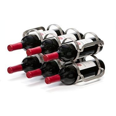 Imagem de Mango Steam Rack de vinho para balcão de 6 garrafas - organizador de armazenamento para bancadas de cozinha, despensa, geladeira - (prata)