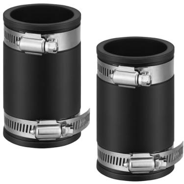 Imagem de Pangda Acoplamento TPE flexível de 2 peças com grampos de aço inoxidável para conexões de encanamento de plástico e cobre, material resistente a altas temperaturas, preto (1-1/2 polegadas)