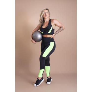 Imagem de Conjunto Fitness Feminino Calça Legging Cintura Alta E Top Nadador Tel