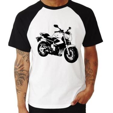 Imagem de Camiseta Raglan Moto XJ6 N Art - Foca na Moda, Branco, Preto, G