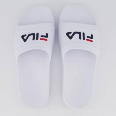 Imagem de Chinelo Fila Sleek Slide Branco e Marinho, 40