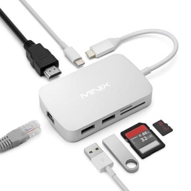 Imagem de MINIX Adaptador USB C, hub 7 em 1, adaptador multiporta USB C 4K, HDMI, Gigabit Ethernet, 2 USB 3.0, carregamento PD de 100 W, leitor de cartão SD/TF, compatível com MacBook Pro/Air, iPad Air/Pro,