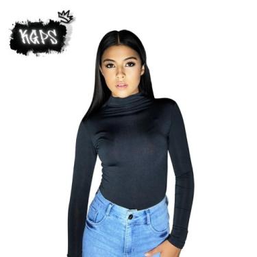 Imagem de Body Básico Feminino Manga Longa Gola Alta 4 Estações - s/ marca, Pret