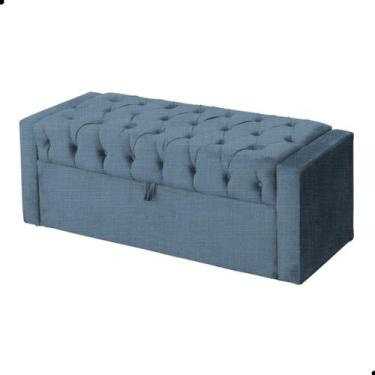 Imagem de Calçadeira de Sapatos Baú Estofada 90cm Solteiro Linho Emma - Fina Mob