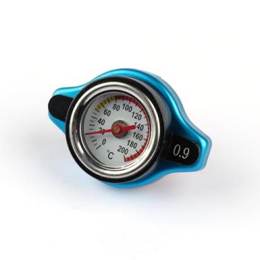 Imagem de Tampa termostática universal do tanque de água do radiador de cabeça pequena 0,9 bar à prova de vazamento com medidor de temperatura de pressão