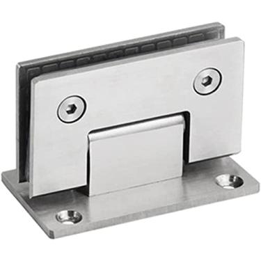 Imagem de BAZAC Braçadeira de dobradiça de porta de vidro, 1 peça de dobradiça de porta de vidro sem moldura de aço inoxidável escovado, braçadeira de banheiro, clipe de vidro dobrável, acessórios de hardware