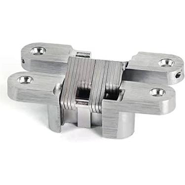 Imagem de Dobradiça de cruz de porta de madeira oculta dobradiça de aço inoxidável 180 graus oculta pesada acessórios de móveis dobráveis com rolamento de 30 kg