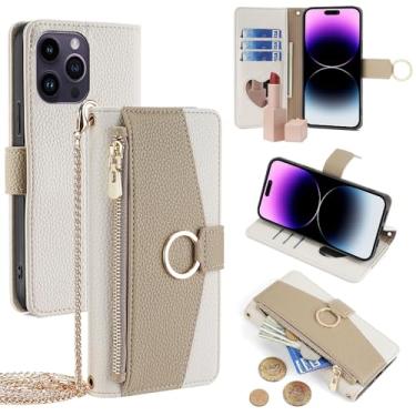 Imagem de YOUULAR Capa tipo carteira com alça transversal compatível com Motorola Edge 60 Fusion/Moto Edge 2025, bolsa magnética com zíper, bolso de couro PU, capa flip para celular com suporte, branca