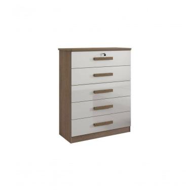Imagem de Cômoda Ipanema 5 Gavetas - D` Doro Castanho-off White