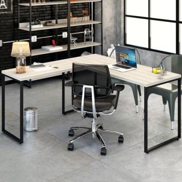 Imagem de Mesa para Escritório de Canto em L Win Snow - Pnr Móveis, Branco, Mode