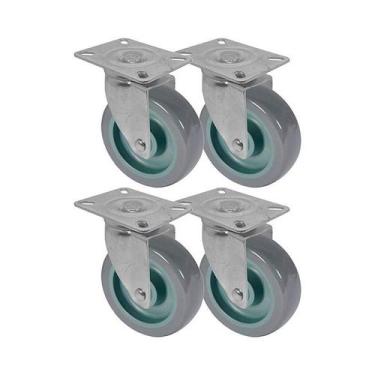 Imagem de Kit 4 un roda rodízio giratório pvc bp 3 polegada 75mm - AJAX