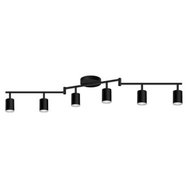 Imagem de Bricosmocon Kit De Iluminação Trilho Led, Luminárias Teto, 44,3" Preto, 6 Luzes Teto Para Cozinha, Spot Flexível Com Cabeça Giratória, Parede Industriais Corredor (Soquete Gu10, Sem Lâmpada)