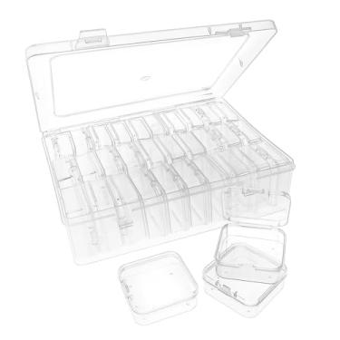 Imagem de Quadafy Pacote com 30 caixas organizadoras de contas com tampa articulada – recipientes de armazenamento de contas transparentes para organizar joias faça-você-mesmo e fazer pulseiras – Mini caixa de