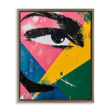 Imagem de Stupell Industries Dynamic Fractal Eyes Brown Framed Floater Canvas Wall Art Design by Walker Noble, 25 x 31