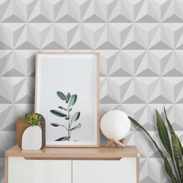 Imagem de Papel De Parede Adesivo impermeável Para Sala Quarto e Cozinha Lavável Auto Colante Vinil (Geométrico Placa de Gesso-Rolo 3m)