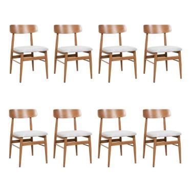 Imagem de Kit 8 Cadeiras De Jantar Delta Estrutura Aço Carbono Laminado Natural Com Estofado Linho Cru