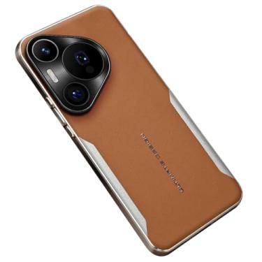 Imagem de HAO RIYLN Capa de couro para Huawei Pura 70 Ultra/70 Pro +/70 Pro/70, capa de proteção completa para câmera, borda fina, luxuosa, à prova de choque, marrom, 70 Pro