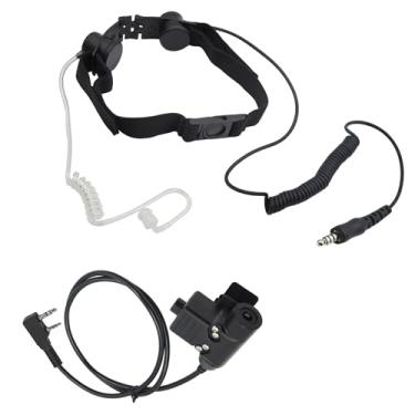 Imagem de WODASEN Fone de ouvido com microfone tático para garganta com botão de apertar para falar U94 adaptador PTT para rádio UV-5R UV-82 UV-82HP BF-888S BF-F8HP AR-152 AR-5 K1 plugue de rádio de 2 pinos