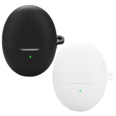 Imagem de Acddeny Capa de fone de ouvido compatível com Huawei freebuds 6, [suporta carregamento sem fio] [capa protetora à prova de choque] capa de silicone para fone de ouvido (preto-branco)