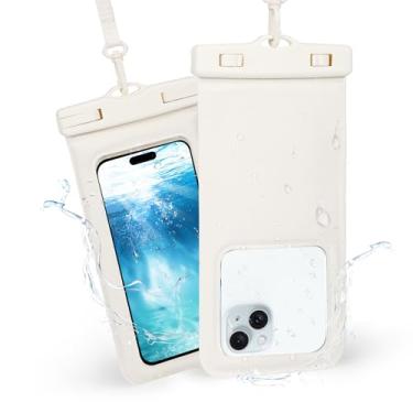 Imagem de Bolsa de telefone à prova d'água flutuante, 2 pacotes à prova d'água para iPhone 13 14 15 16 Pro Max, IPX8 sacos secos subaquáticos para celular férias praia piscina caiaque cruzeiro viagem essenciais
