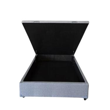 Imagem de Base Cama Box Com Baú Solteiro, Queen, Casal, King Suede Cinza (Cinza, Casal)