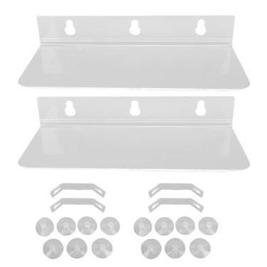 Imagem de Pssopp Plataforma Flutuante de Copo de Sucção, Acrílico Extender Plant Pot Display 2 Conjuntos de Prateleiras Flutuantes Internas para Quadros de Imagens Plantas