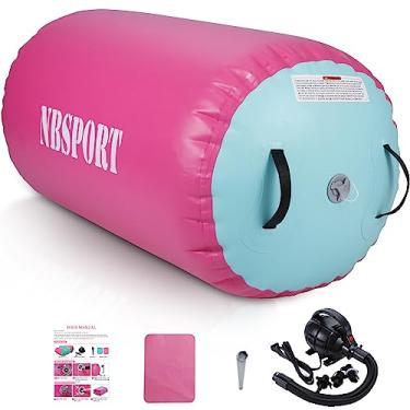 Imagem de Air Barrel – Barril de ginástica de rolo de ar para treinador de molas traseiras, tapete de queda de pista de ar com bomba para treinamento de academia/exercício de equilíbrio de ioga/líder de torcida