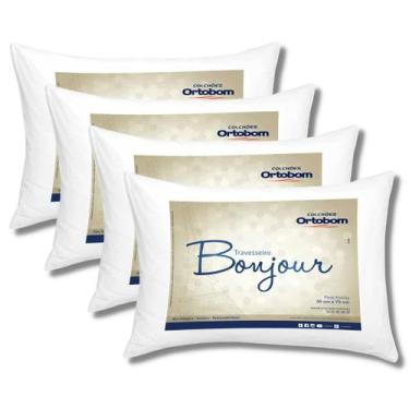 Imagem de Kit Travesseiros Ortobom Bonjour 50x70cm, 4 Unidades