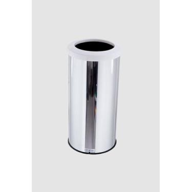 Imagem de Lixeira Inox Aro Plástico 25 Litros Cesto De Lixo Reciclável - Aldinox