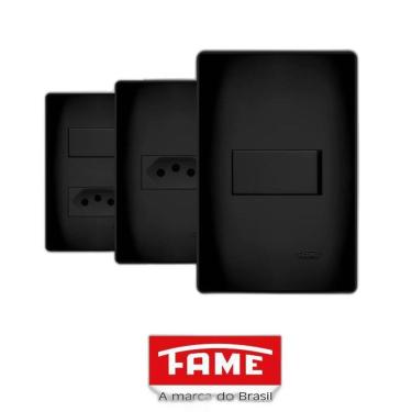 Imagem de Tomada Dupla 20A Fame Placa 4X2 Habitat Black Preto