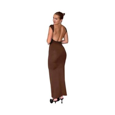 Imagem de Vestido Maxi Preto Para Mulheres Verão Sem Costas Casual Slim Elegante