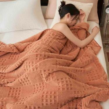 Imagem de Cobertor de lã ponderado cobertor xaile fofo feminino masculino para cama adulto casal solteiro para sofá resiste ao desbotamento para aquecer no escritório, sala de estar ou carro (laranja, 100 x 150