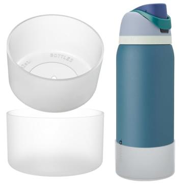 Imagem de OAWEEN 2 peças de bota de silicone para garrafa de água Owala FreeSip 1,134 g diâmetro inferior 9 cm - 9,8 cm manga protetora antiarranhões para beber grátis 1,134 g capa transparente antiderrapante