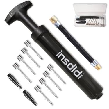 Imagem de Bomba de bola para bolas esportivas, bomba de ar portátil com 8 agulhas, 2 bocais, 1 mangueira de extensão para basquete, futebol, vôlei, polo aquático, rúgbi e mais