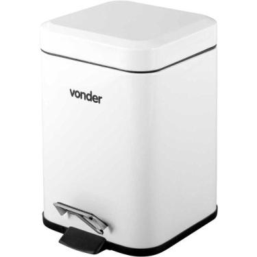 Imagem de Lixeira Retangular 3 Litros Inox Branca Vonder