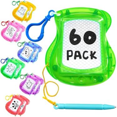 Imagem de Pacote com 60 mini pranchetas magnéticas para desenho de esboço e bloco de escrita, mochila chaveiro apagável, quadro de rabisco, enchimento de saco de guloseimas