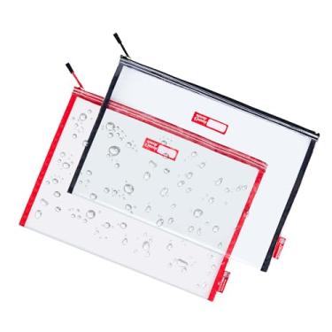 Imagem de Pasta de arquivo de plástico áspera com suporte de documentos transparente bolsas com zíper para organizar a4 carta de papel escritório professor armazenamento de materiais de arte