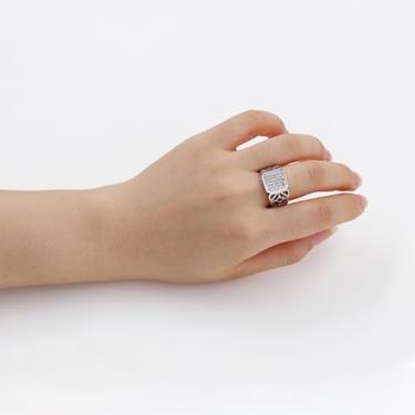 Imagem de Anel masculino de zircônia cúbica, banhado a ouro ou prata, acessório moderno, perfeito para festas, clubes ou estilo diário YC6518, Latão, Sem pedra preciosa