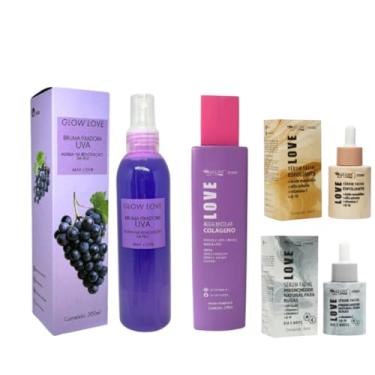Imagem de Max Love Kit Cuidados Faciais, Água Micelar Colágeno 250ml, Bruma Fixadora Uva, Sérum Esfoliante Ácido Mandélico, Sérum Preenchedor Rugas 30ml