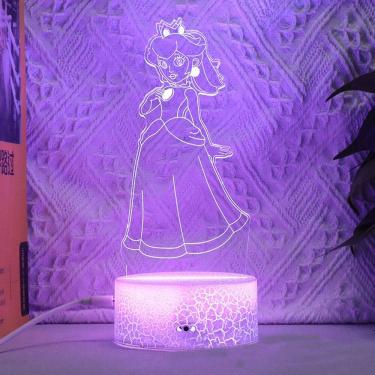 Imagem de Lâmpada de luz noturna Princess Peach Anime 3D Illusion com base