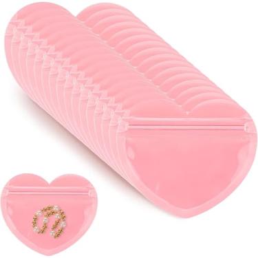 Imagem de 100 sacos de PVC em forma de coração, sacos de embalagem Ziplock transparentes e resseláveis para joias, brincos, bugigangas, presentes, doces, pequenas empresas, suprimentos de artesanato, 10 x 10 cm